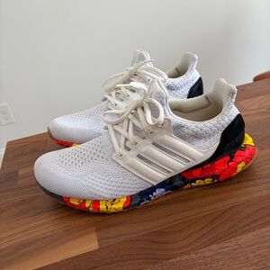 Adidas Ultra Boost White with Multicolor floral Sole